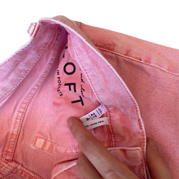 Loft Pink Jeans size 4 High Waist Skinny Salmon Pink Size 27 - Picture 3 of 5